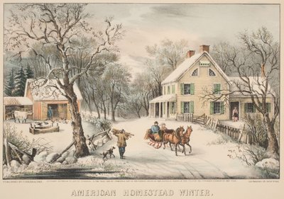 American Homestead Winter, 1868 by N. and Ives, J.M. Currier
